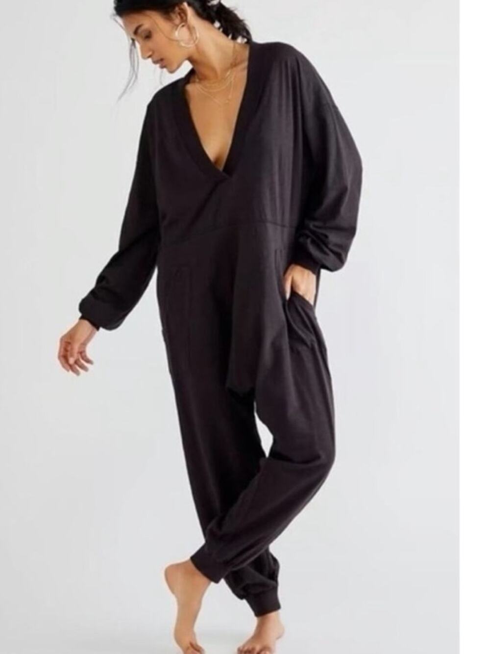 Free People just because jumpsuit romper sz M black